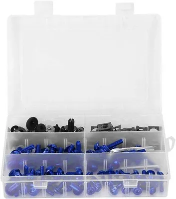 Imagen del producto de Juego de tornillos para motocicletas, 173 piezas, color azul, para parabrisas y carrocería