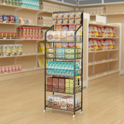 Obrázok produktu pre Päťposchodový regál na kolieskach – úložný regál – regál do obchodu – prezentačný regál – regál na občerstvenie – 60 x 27 x 170 cm