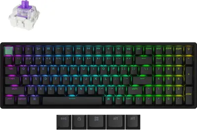 Produktbild von Keychron K4 HE, Verkabelt & Kabellos, USB + RF Wireless + Bluetooth, Magnetic-mechanical key switch, QWERTY, RGB-LED, Schwarz