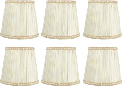 Zdjęcie produktu dla 6Pcs Abażur z tkaniny Osłona lampy Zamiennik do E14 Żyrandol Lampy ścienne Beżowy