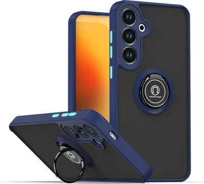 Produktbild von Hülle für Samsung Galaxy S24+/ S25+ Matte Transluzent TPU Stoßfest Schutzhülle mit Ring Halter Ständer Blau