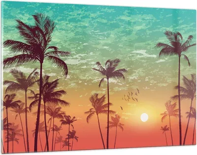 Produktbild von Bilder auf glas - Horizont Küste Kokosnuss Himmel - 120x80cm - Glasbilder - Wandbilder - Kunstdruck - zum Aufhängen bereit - Wanddekoration aus Glas - Glas Bilder - Wandbild auf Glas - GAA120x80-3121