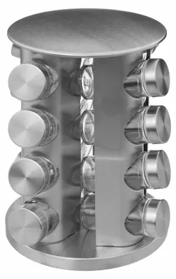 Produktbild von 5Five Simply Smart Edelstahl-Gewürzkarussell, mit 16 Gewürzdosen aus Glas, 28.5 cm, 338724204