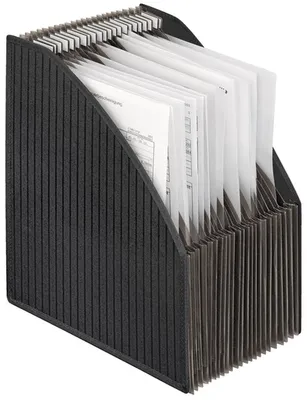 Produktbild von Stehsammler Fächerbox A4 PP 23 Fächer schwarz Packung mit 4 Stück