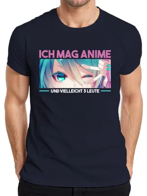 Immagine prodotto di Mi piace l'anime e forse 3 persone Kawaii Otaku Manga Fan Chibi Maglietta da uomo, Navy, S