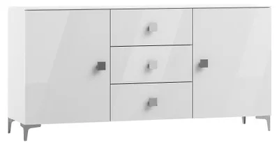 Zdjęcie produktu dla Czarna komoda PT05 z 3 szufladami i metalowymi nogami