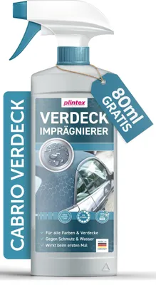 Produktbild von PLINTEX® 580ml Cabrio Verdeck Imprägnierung I Imprägnierspray für Textil- und Cabrio Stoffdach pflege I langanhaltende Versiegelung und PFC freier Verdeck Imprägnierer