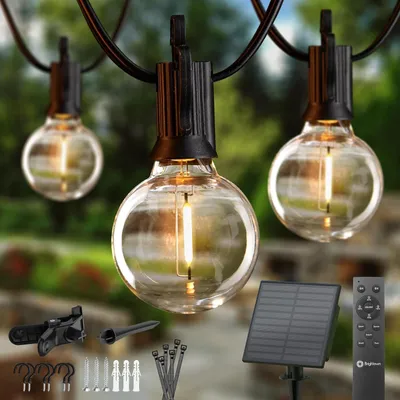 Produktbild von Venkovní solární světelný řetěz 3W/s 30X G40 žárovkami Solární/USB napájené solární světelné řetězové žárovky s dálkovým ovládáním pro altán, zahradu, balkon, svatební párty