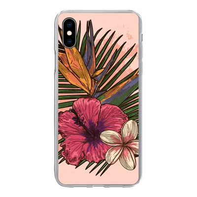 Produktbild von MuchoWow® Handyhülle Schutzhülle Hülle für iPhone Xs Blumen - Tropisch - Rosa Silikon Softcase Handy Hülle - Handytasche