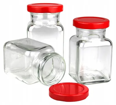Produktbild von 3x 150 ml Gewürzgläser mit roten Deckeln Vorratsbehälter