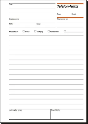 Produktbild von Formularbuch Telefonnotiz A5 VE=10x50 Blatt