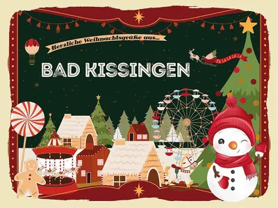 Produktbild von vianmo Holzschild 30x40 cm Weihnachtsgrüße aus Bad Kissungen Weihnachten