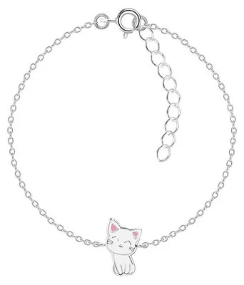 Produktbild von Armband Kinder: 925 Silber Armkette mit Katze