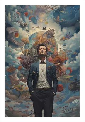 Produktbild von Wallario Wandbild Gedankenuniversum, Größe: 61 x 91,5 cm, Poster mit rahmenlosen Bildhalter