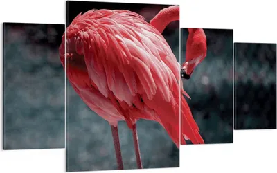 Produktbild von Bild auf Leinwand - Leinwandbild - 4 Teile - Flamingo Rosa Vogel - 160x90cm - Wand Bild - Wanddeko - Wandbilder - Leinwanddruck - Bilder - Wanddekoration - Leinwand bilder - Wandbild - DL160x90-4551