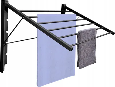 Zdjęcie produktu dla Suszarka ścienna łazienkowa 80 cm czarna metalowa naścienna do ubrań