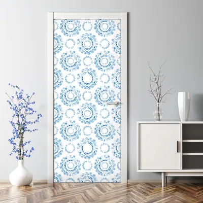 Produktbild von Dekorative Türtapete selbstklebend Klebefolie Türposter Türaufkleber Aquarell blau Kreise 77 x 200 cm