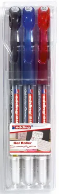 Produktbild von Gelroller edding 2185  0,7 mm Standardfarben schwarz, rot, blau VE=12x3 Stück