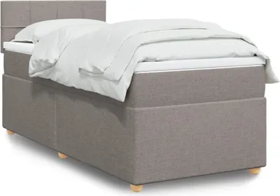Produktbild von Design Boxspringbett mit Matratze Taupe 100x200 cm Stoff, Klassische Betten 2024 Neu