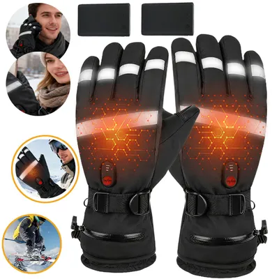 Produktbild von Beheizbare Handschuhe, Wasserdichte Beheizbare Motorradhandschuhe Winter für Skifahren, Radfahren, Wandern