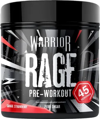 Immagine prodotto di Warrior Rage, integratore pre-allenamento - 392 g, gusto fragola selvaggia