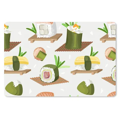 Produktbild von MuchoWow® Schreibtischunterlage Sushi - Muster - Lebensmittel 60x40 cm - XXL Mauspad - Großes Mauspad