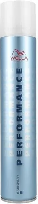 A product shot of a Wella Performance Extra Strong Hairspray can.
