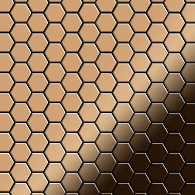 Produktbild von Mosaik Fliese massiv Metall Titan hochglänzend kupfer 1,6mm stark Honey-Ti-AM