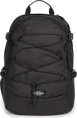 A black Eastpak Gerys Rucksack is shown against a white background.