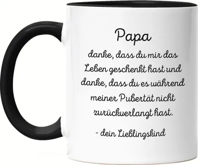 Produktbild von Papa Danke dass du mir das Leben geschenkt hast Tasse Schwarz Vatertag Lustig Humor