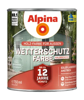 Produktbild von Alpina Wetterschutzfarbe halbdeckend 0,75 L steingartenblau
