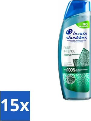 Productafbeelding van Head & Shoulders Anti-roos Shampoo – Pure Intense – Verzacht jeuk – 250 ml - Voordeelverpakking - 15 stuks
