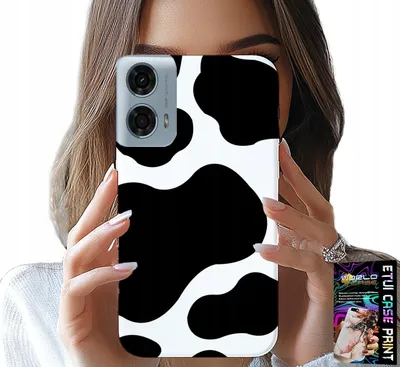 Zdjęcie produktu dla Etui Do Motorola Moto G35 - Czarno - Białe Łaty Krowa, Modne Wzory