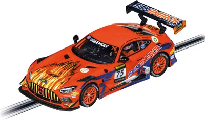A toy race car on a track.