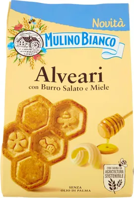 Produktbild von Alveari geröstetes Butter-Mürbegebäck mit Honig 300g - Mulino Bianco