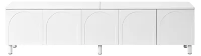 Image de Meuble TV blanc motif arche à 5 portes avec pieds métal 180cm