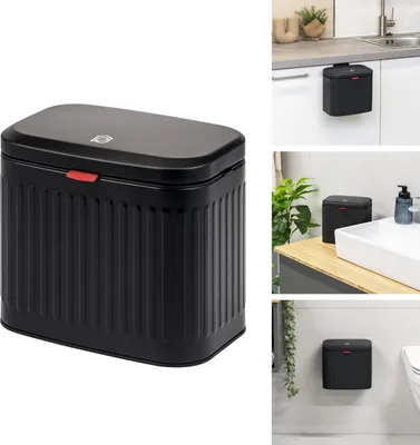 Image de eluno Poubelle, poubelle de cuisine et de salle de bain, capacité 3 litres, noir