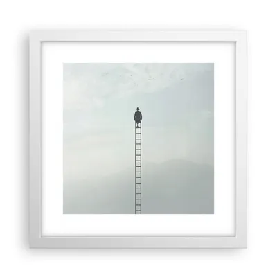 Produktbild von Gerahmtes Poster - Weißer Rahmen - Leiter Himmel Symbol - 30x30 cm - Wand Bild - Wanddeko - Wandbilder - Kunstposter - Wandposter - Bilderrahmen - Bilder - Kunstdruck - P2WAC30x30-4463