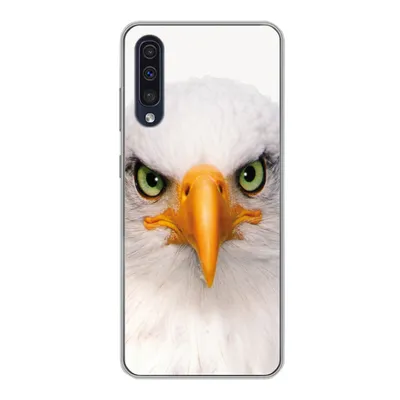 Produktbild von MuchoWow® Handyhülle Schutzhülle Hülle für Samsung Galaxy A30s Jungen - Adler - Amerikanischer Weißkopfseeadler - Vogel - Porträt - Schnabel - Augen Silikon Softcase Handy Hülle - Karteninhaber