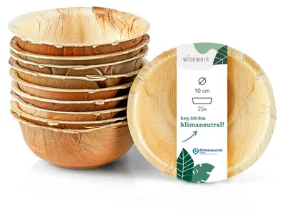 Palmblattschalen 85 ml, 25 Stück, Ø 10 cm, kompostierbar