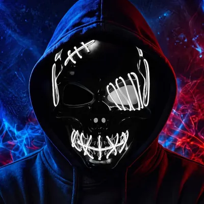 LED-Halloweenmaske, leuchtender Totenkopf, Vollgesichtsmaske, weiß