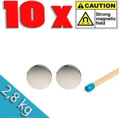 Productafbeelding van Famanu Neodymium magneten, diameter 10 x 3 mm - 10 stuks