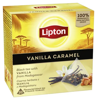 Obrázek produktu pro Lipton Piramidki Vanilka a karamel 20 sáčků