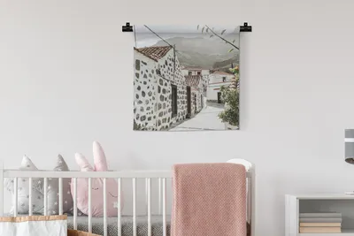 Produktbild von MuchoWow® Wandteppich Wandbehang Sommer - Haus - Weiß 60x60 cm Tapisserie Dekoration Wandtuch - Dekorationen - Wand Decke