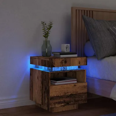 Immagine prodotto di vidaXL Comodino con luci LED in legno vecchio 40x39x48,5 cm