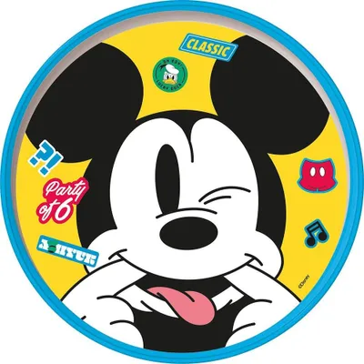 Produktbild von Tataway Disney Weiß-blauer Kinder-Essteller aus Kunststoff Mickey Mouse mit rutschfester Unterseite