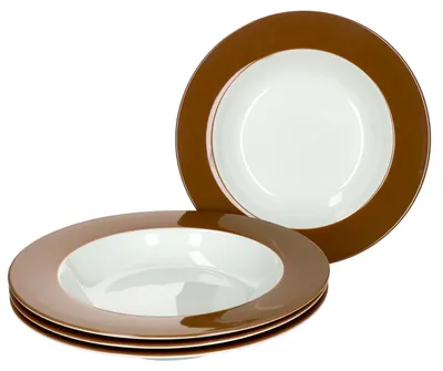 Produktbild von 4er Set Nougat Doppio Suppenteller Weiß-Braun Porzellan Teller tief 4 Pers. Ritzenhoff