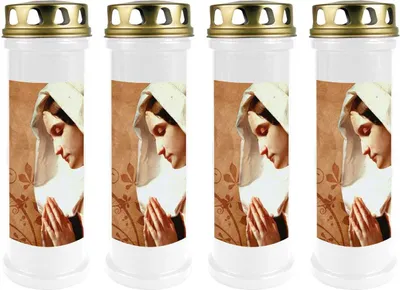 Produktbild von Grabkerze Weiß 4er Pack, Brenndauer: 100 Stunden ( je Kerze ), Motiv: Maria