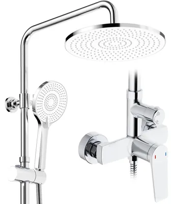 Duschsystem mit Regenbrause 25 cm, 3 Strahlarten, Chrom