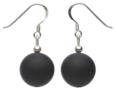 Produktbild von Ohrringe Ohrhänger aus Onyx & 925 Silber, Kugel schwarz matt, Ohrschmuck für Damen